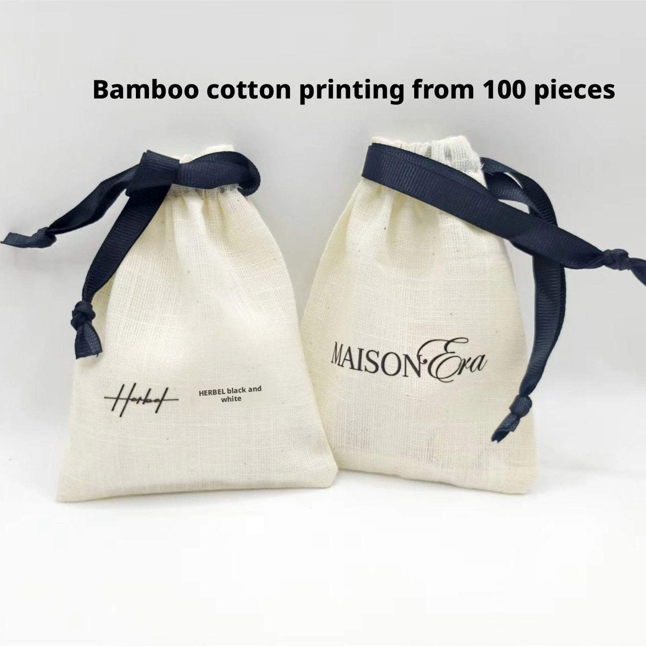 100PCS Custom Logo Cotton Jewelry Pouches, Personalized Drawstring Gift Bags