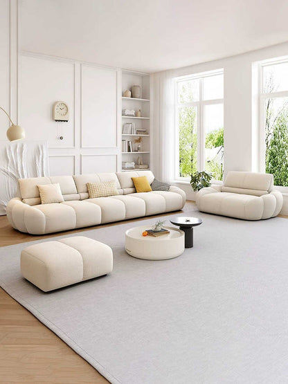 French retro cream puff fabric sofa small living room sofa 2024 new pumpkin in-line sofa
