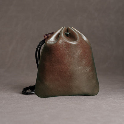 10pcs Top-Grain Leather Jewelry Pouch, Genuine Cowhide Drawstring Bag, Soft Anti-Scratch Storage, Gift Packaging