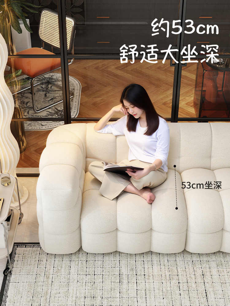 Creamy wind marshmallow sofa family living room small apartment Italian style is almost row fabric sofa modern simple