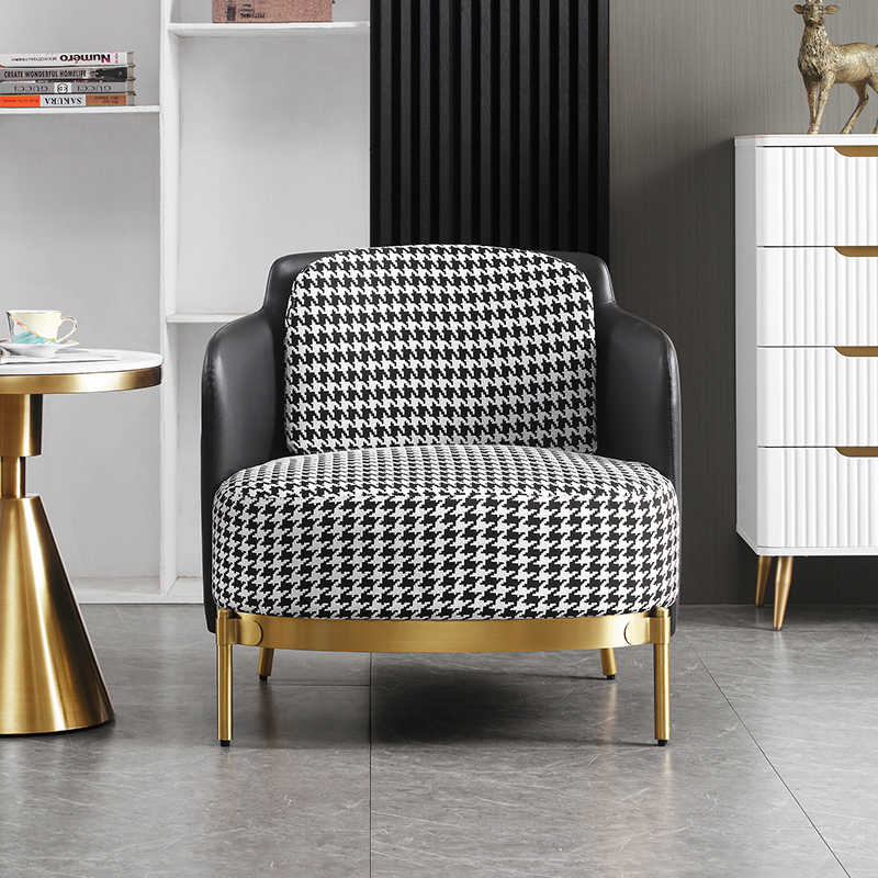 Simple modern small apartment living room light luxury thousand birds cloth sofa negotiation chair leisure lazy chair