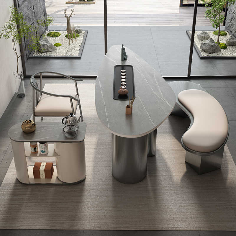 Modern high-end light luxury tea table villa luxury tea table Office reception room advanced sense kung fu tea table