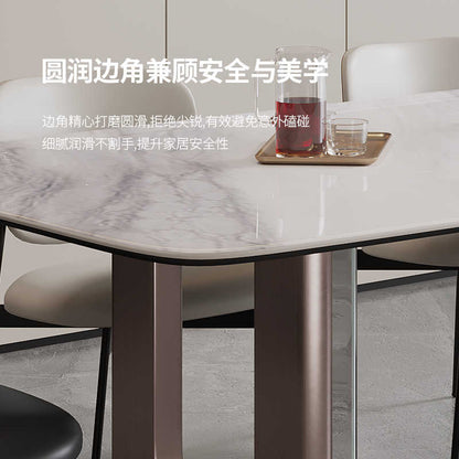 Light luxury stainless steel microcrystal full support table Italian high-end dining table villa designer dining table and chair combination