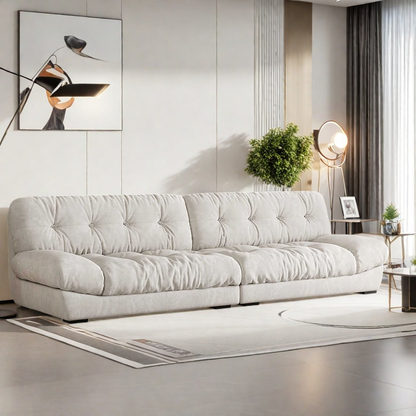 Cloud sofa cream style straight row three small living room modern simple anti-cat claws down fabric sofa