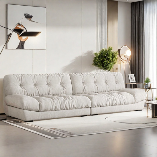 Cloud sofa cream style straight row three small living room modern simple anti-cat claws down fabric sofa