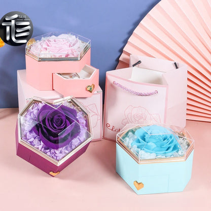 Engagement Ring Box Velvet – Wedding Ring Holder for Proposal, Luxury Heart-Shaped Jewelry Gift Box