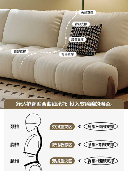 Cotton candy fabric sofa living room modern simple cream style Italian light luxury combination curved sofa