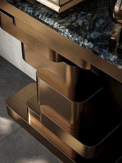 Nordic light luxury simple stainless steel marble porch home foyer villa model room high sense of art against the wall