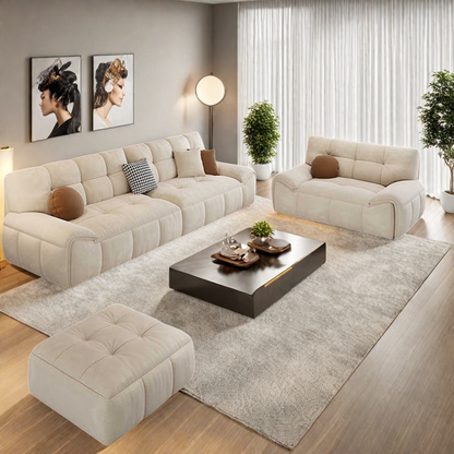 Cream wind duo fabric sofa apartment living room straight row simple small apartment double cat scratch cotton candy technology