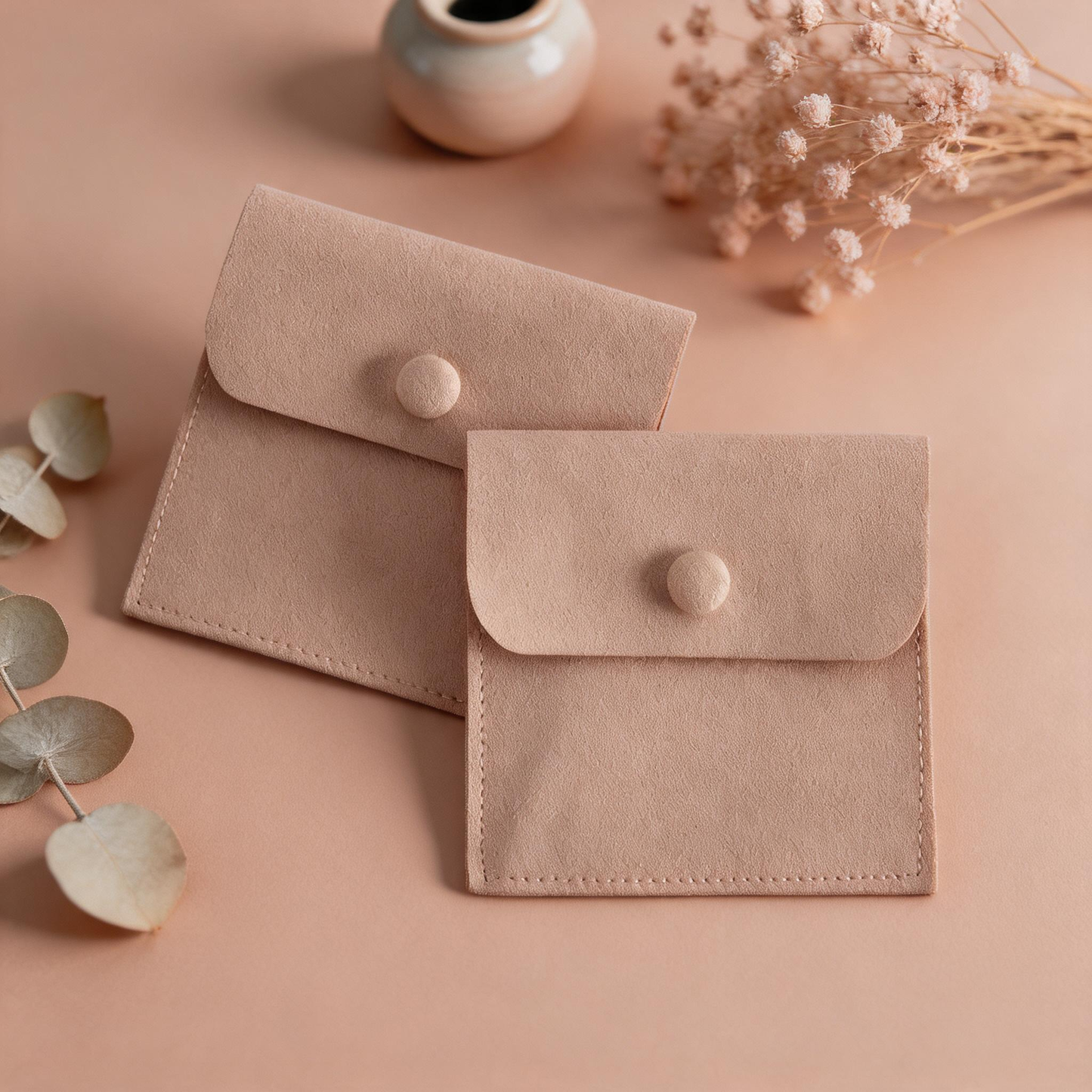 50pcs Custom Suede Jewelry Pouches, Personalized Logo Drawstring Bags, Soft Touch Gifts