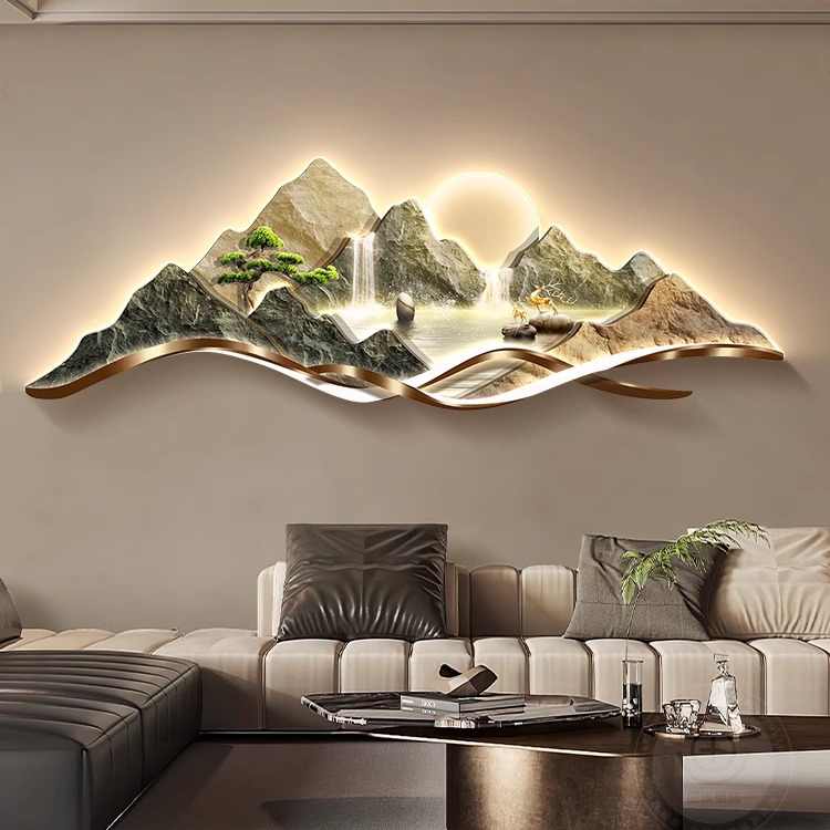 Backed by a mountain sofa background wall hanging painting Cornucopia living room decorative painting landscape painting light luxury high sense of wall painting