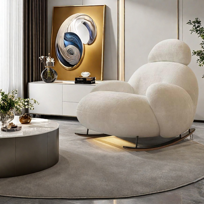Rocking chair Home balcony lounge chair lounge chair living room sofa chair Internet celebrity single sofa lazy chair big white rocking chair