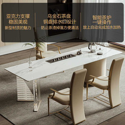 Light luxury rock plate tea table modern simple office tea table and chair combination of large high-end reception room large tea table
