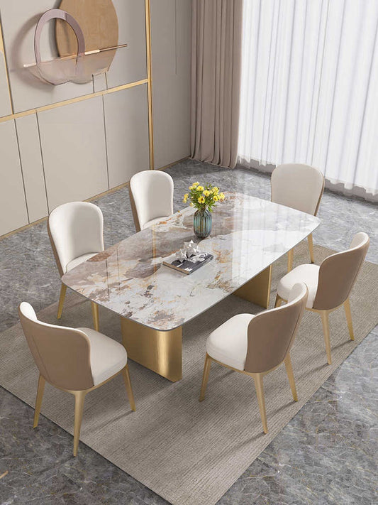 Light luxury stainless steel light rock table