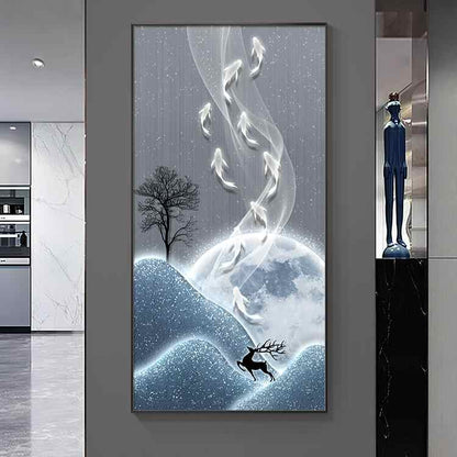 Xi on the branches of the living room TV background wall decorative painting Chinese knot into the household is opposite the door Wangyun Chinese corner hanging painting