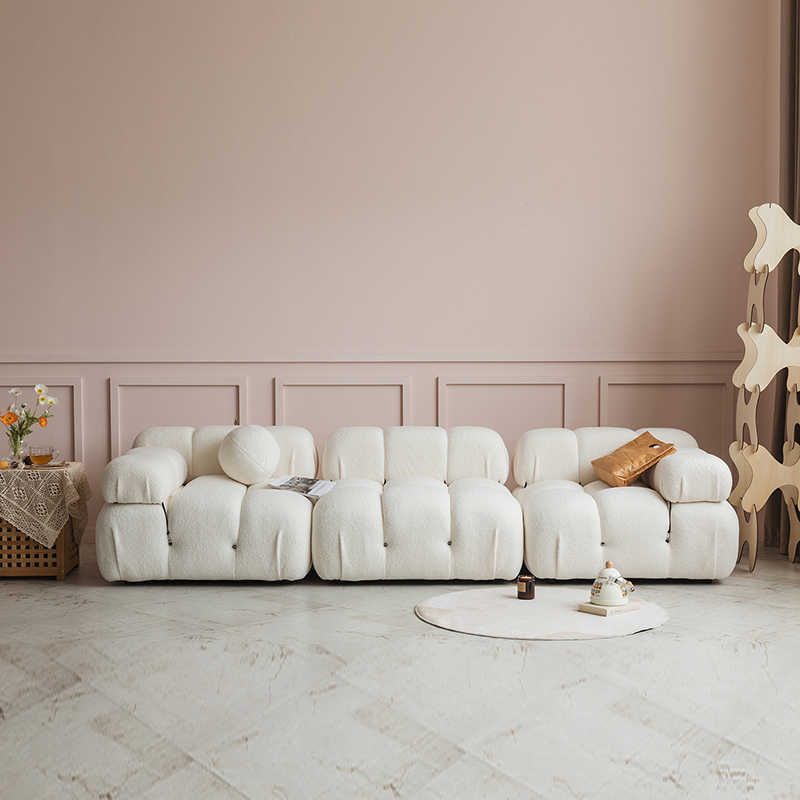 Cream wind lamb velvet French ins middle bean curd block block module movable splicing lazy fabric sofa