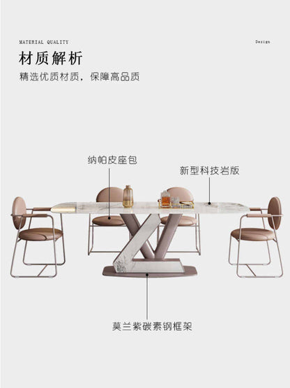 Italian light luxury imported rock plate table modern simple designer inspiration creative rectangular LV letter table