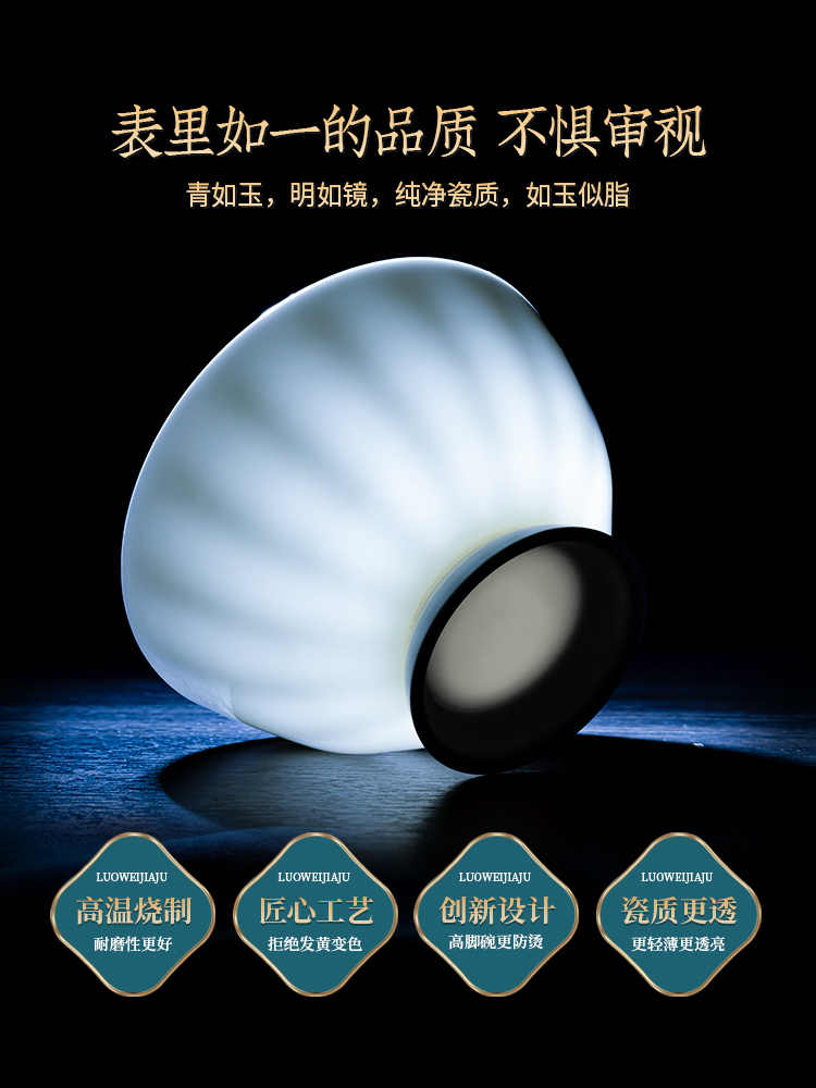 Jingdezhen Luo Wei under glaze color tableware pure white high temperature bone China bowl and dish set household tableware set