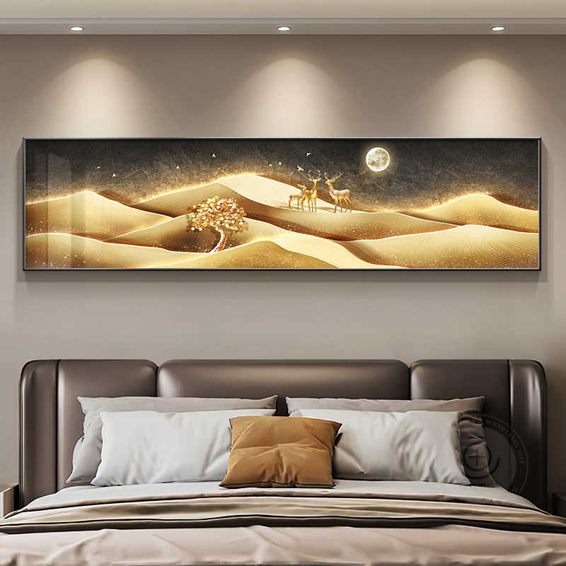 Light luxury and high sense back to Jinshan bedroom bed decoration painting atmospheric high-end landscape scenery room living room hanging picture