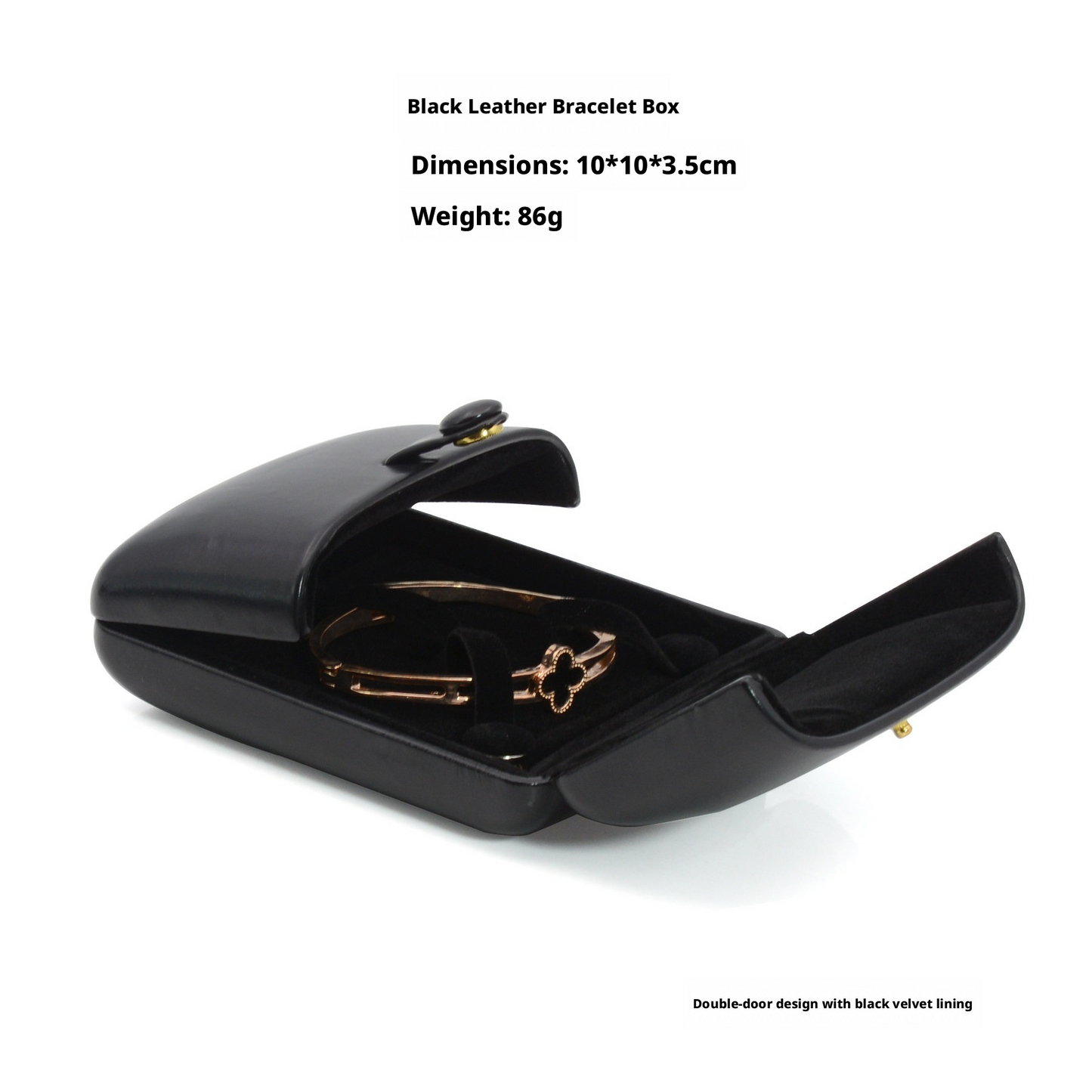 5PCS Black PU Leather Snap Jewelry Box, Faux Leather Ring Earring Bangle Pendant Case