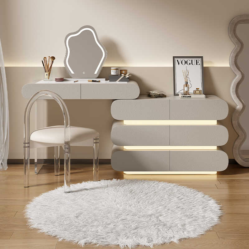 Modern light luxury dressing table bucket cabinet one cream wind bedroom small flat minimalist style solid wood dressing table