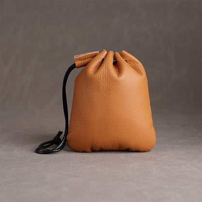 10pcs Top-Grain Leather Jewelry Pouch, Genuine Cowhide Drawstring Bag, Soft Anti-Scratch Storage, Gift Packaging