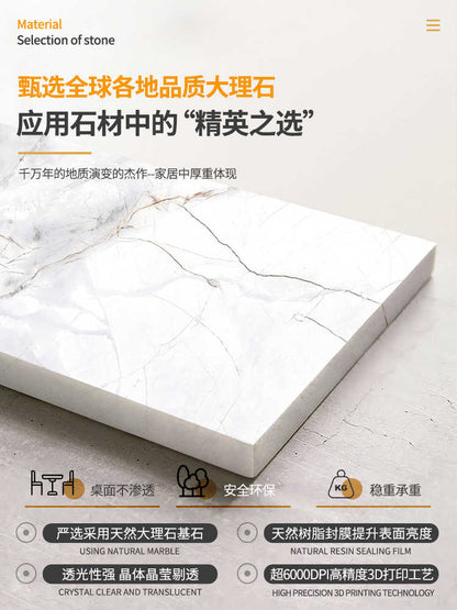 Natural luxury stone light luxury high sense marble dining table and chair Bulgari microcrystal high-end home dining table super crystal stone