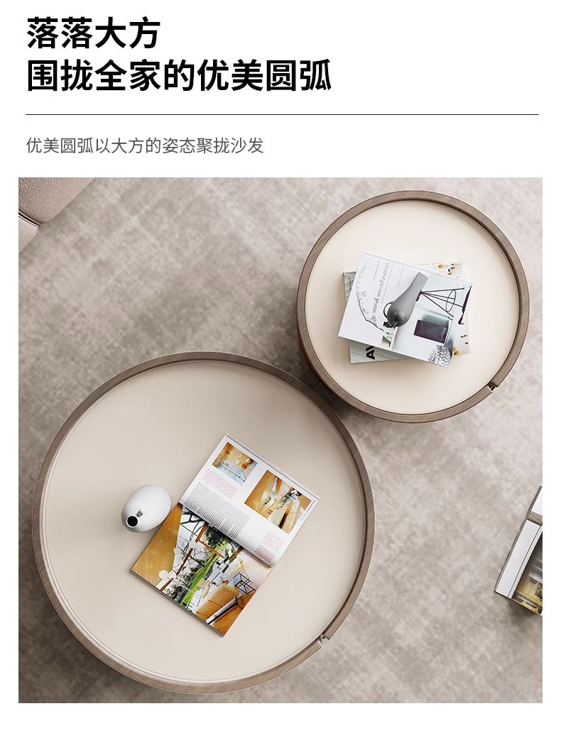 Lanka Italian rock plate size round coffee table combination of small living room home advanced sense simple tea table side table