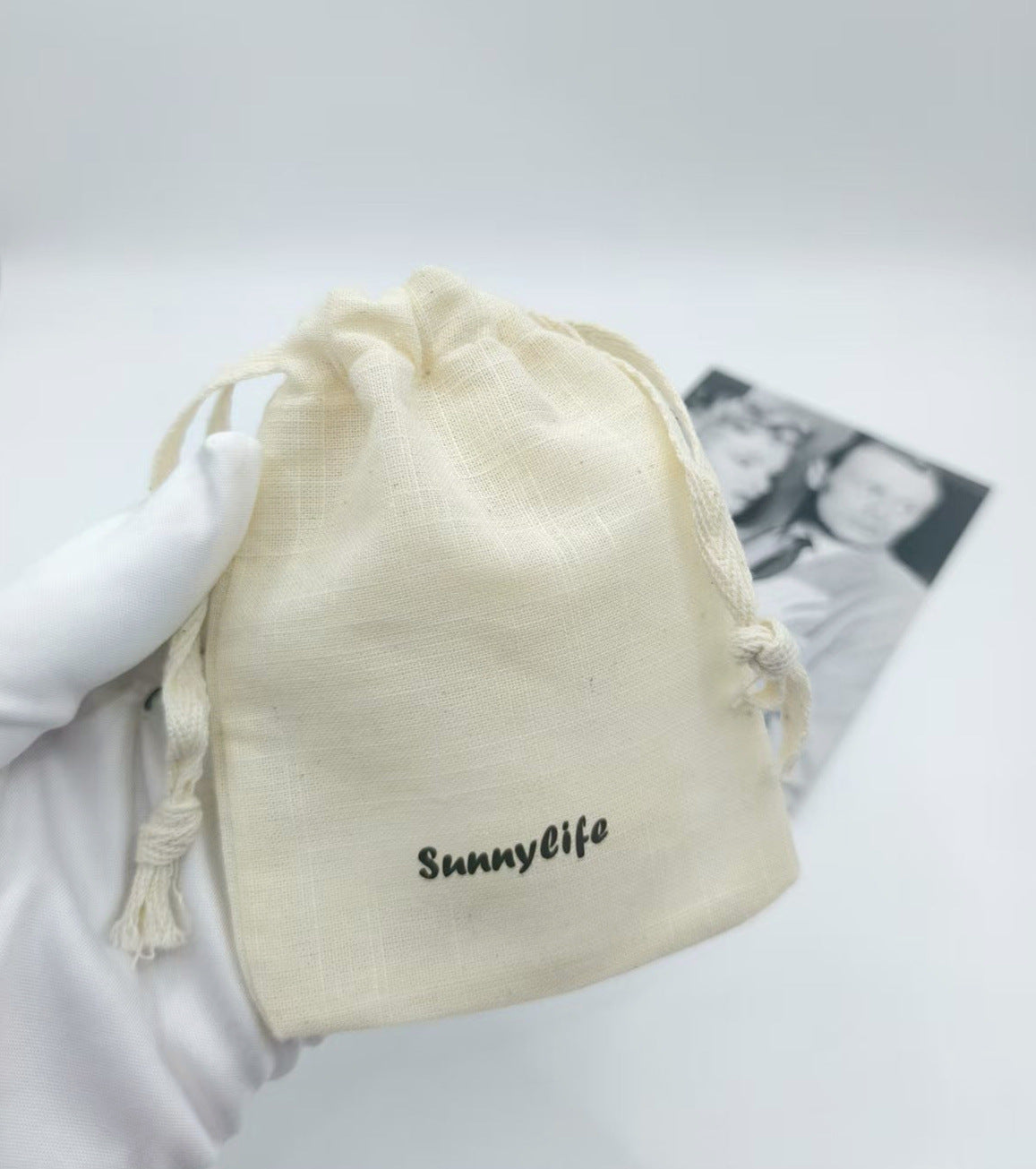 100PCS Custom Logo Cotton Jewelry Pouches, Personalized Drawstring Gift Bags