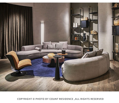 Italian light luxury creative curved corner semi-circle combination leather sofa living room high-grade reception size villa