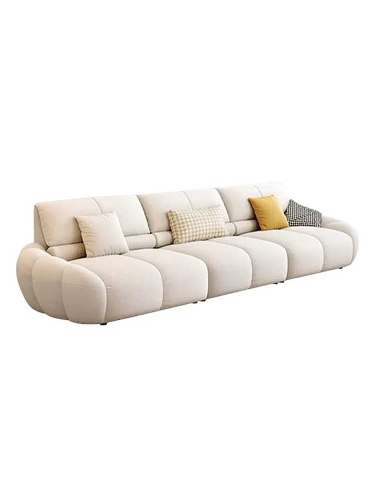 French retro cream puff fabric sofa small living room sofa 2024 new pumpkin in-line sofa