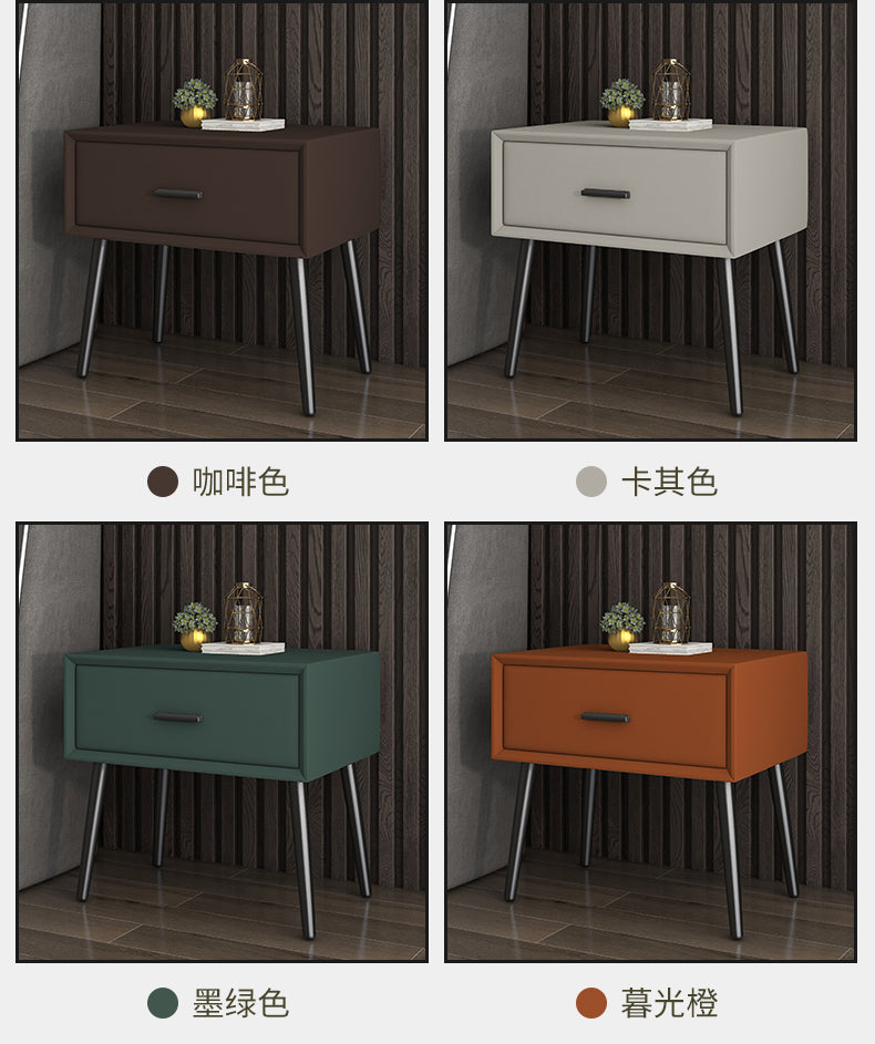 Technology cloth minimalist bedside cabinet Solid wood frame small apartment microfiber skin light luxury simple modern bedroom bedside cabinet