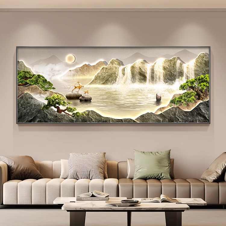 Cornucopan living room decorative painting landscape painting with back-up picture sofa background wall hanging painting light luxury high sense murals