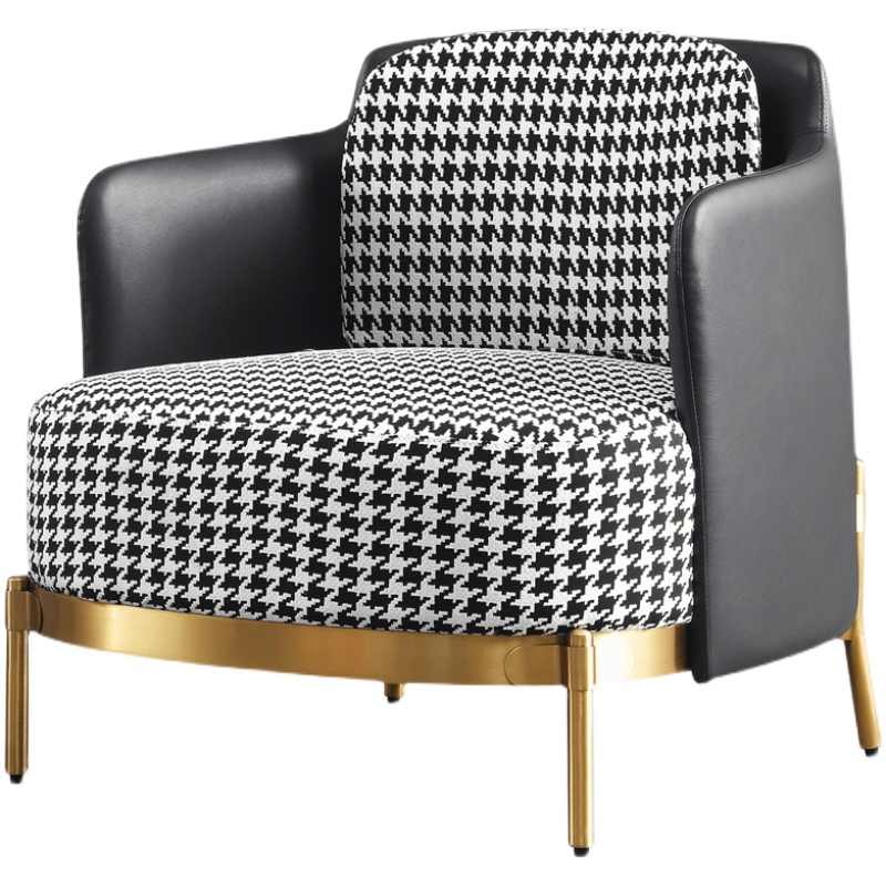 Simple modern small apartment living room light luxury thousand birds cloth sofa negotiation chair leisure lazy chair