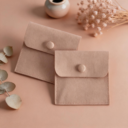 50pcs Custom Suede Jewelry Pouches, Personalized Logo Drawstring Bags, Soft Touch Gifts