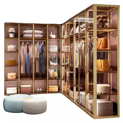 High-end custom aluminum alloy glass wardrobe modern simple cloakroom wardrobe with light luxury jewelry jewelry showcase