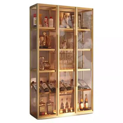 Light luxury wine cabinet living room wall shelf aluminum alloy tempered glass door partition high-grade hand-done tea display cabinet