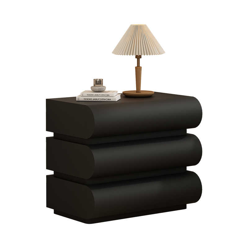 Creative solid wood bedside table in the ancient style of the moon half simple modern black 2025 new home bedroom minimalist bedside