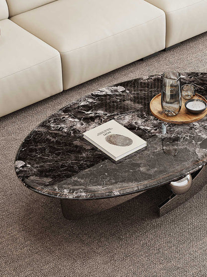 Calx microcrystalline stone coffee table living room modern simple small apartment new Italian minimalist round coffee table Nordic oval