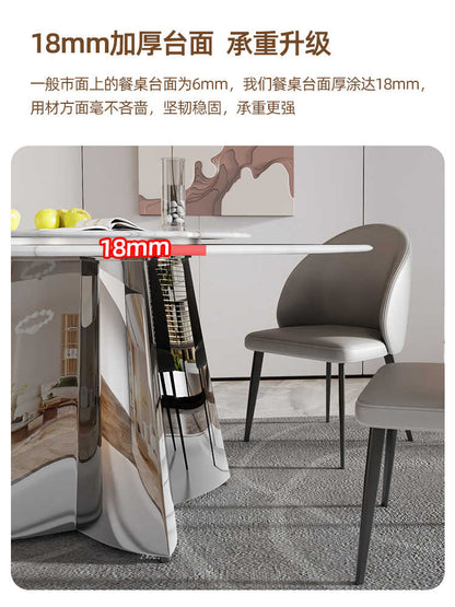 Light luxury marble round table and chair combination turntable senior sense natural luxury stone supercrystalline color stone microcrystalline stone