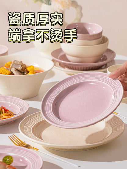 Ceramic dish set Household high appearance level Cream wind housewarming cutlery plate wedding gift