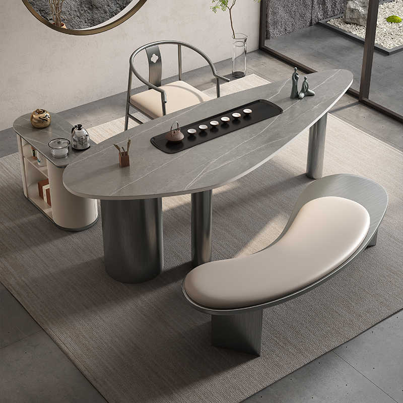 Modern high-end light luxury tea table villa luxury tea table Office reception room advanced sense kung fu tea table