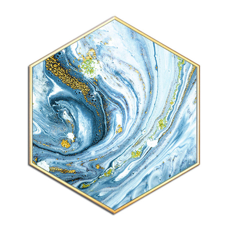 Crystal porcelain painting abstract living room decorative painting TV background wall triple hanging painting Blue opposite door porch wall painting