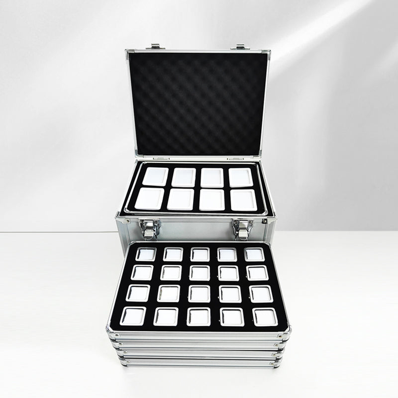 Lightweight Aluminum Tray with Clear Plastic Gemstone Box – Velvet-Flocked Sponge Insert,