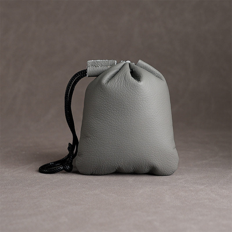 10pcs Top-Grain Leather Jewelry Pouch, Genuine Cowhide Drawstring Bag, Soft Anti-Scratch Storage, Gift Packaging