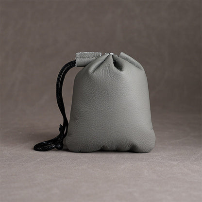 10pcs Top-Grain Leather Jewelry Pouch, Genuine Cowhide Drawstring Bag, Soft Anti-Scratch Storage, Gift Packaging