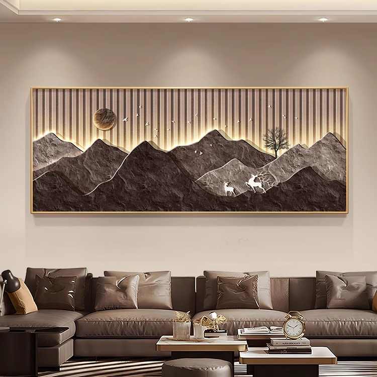 Cornucopan living room decorative painting landscape painting with back-up picture sofa background wall hanging painting light luxury high sense murals