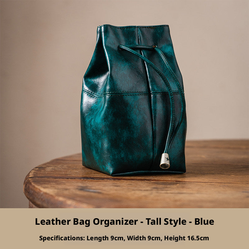 5pcs Oil-Waxed Leather Drawstring Pouch, Jewelry Travel Organizer, Star Hardware Bag