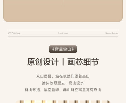 Stone to run the restaurant decorative painting wall clock modern light luxury living room clock hanging painting advanced sense wall lamp