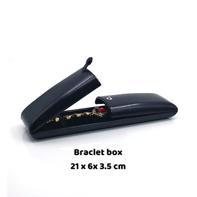 5PCS Black PU Leather Snap Jewelry Box, Faux Leather Ring Earring Bangle Pendant Case